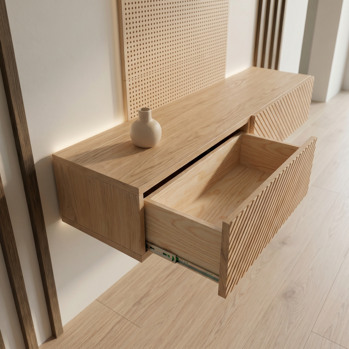 Console table Aomori — wall-mounted solid oak console table, handcrafted by FUKUI (photo 4)