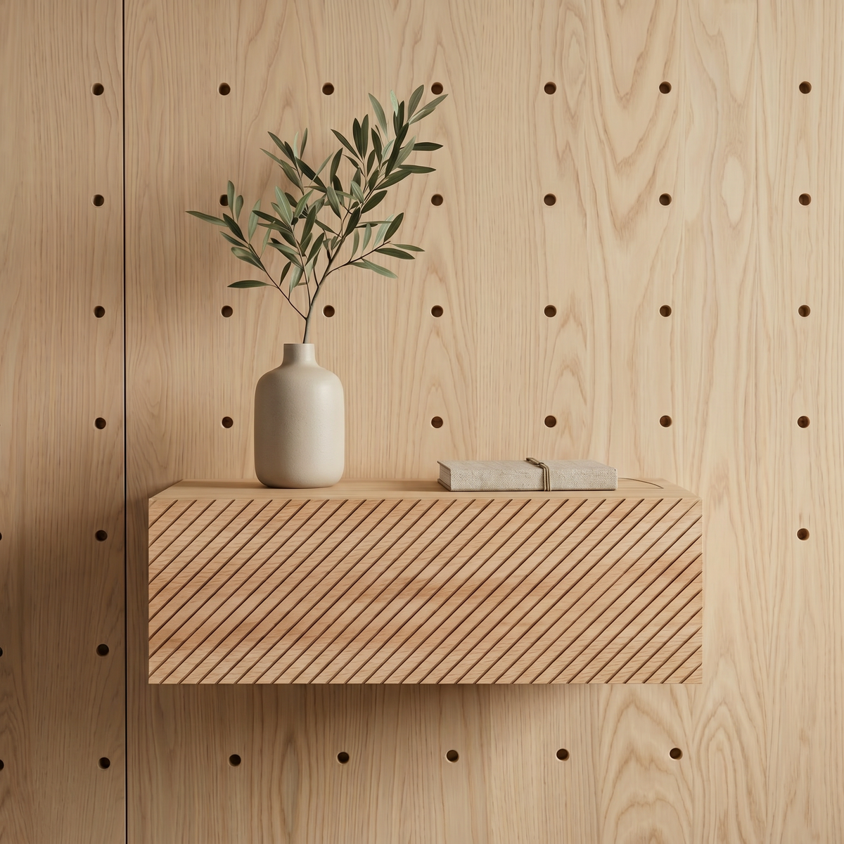 Bedside table Fukushima — wall-mounted solid oak nightstand, handcrafted by FUKUI (photo 2) — Solid oak craftsmanship