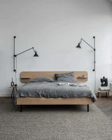 Oak wood wall-mounted headboard — solid oak, handcrafted by FUKUI (photo 3)