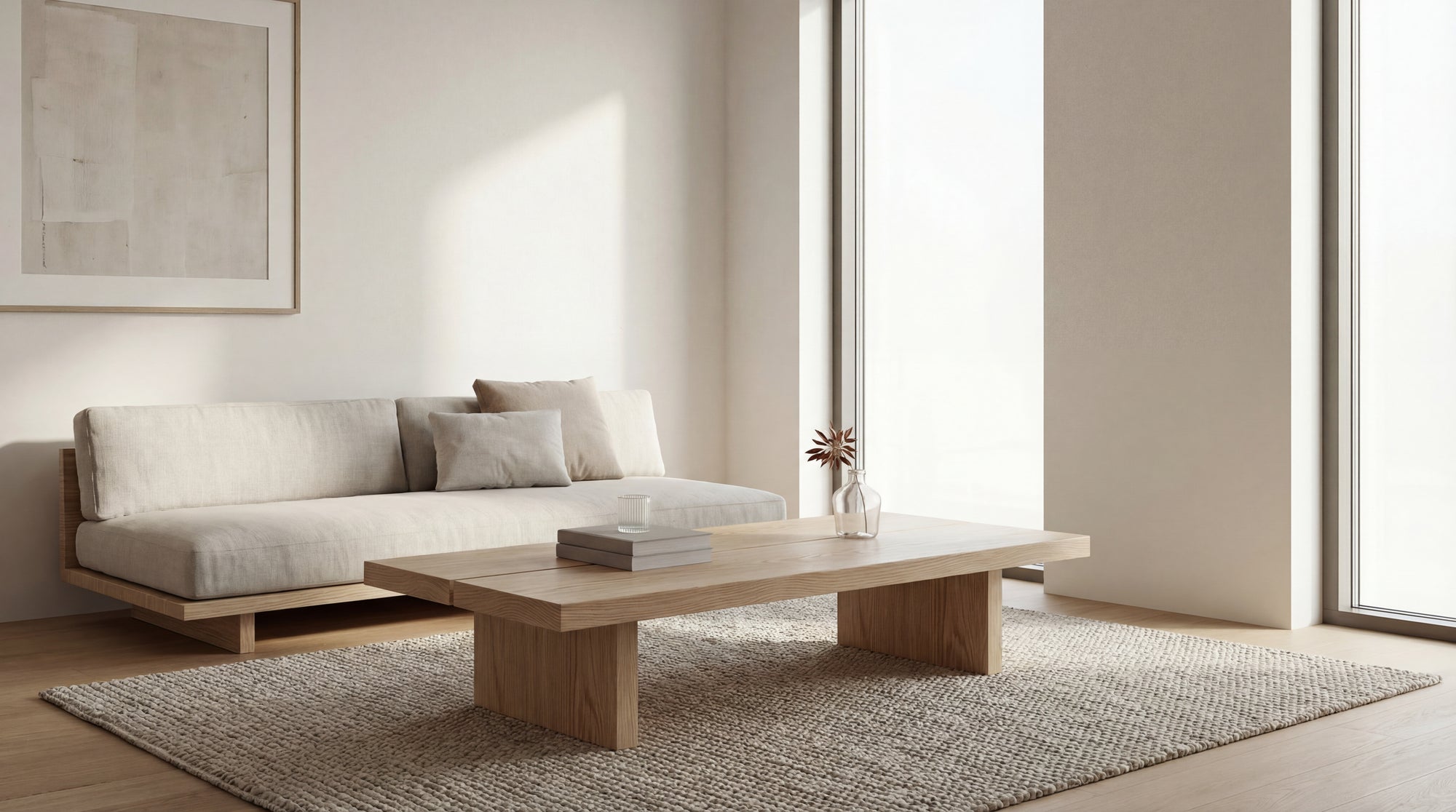 Coffee table Obihiro — solid oak Japandi coffee table, handcrafted by FUKUI