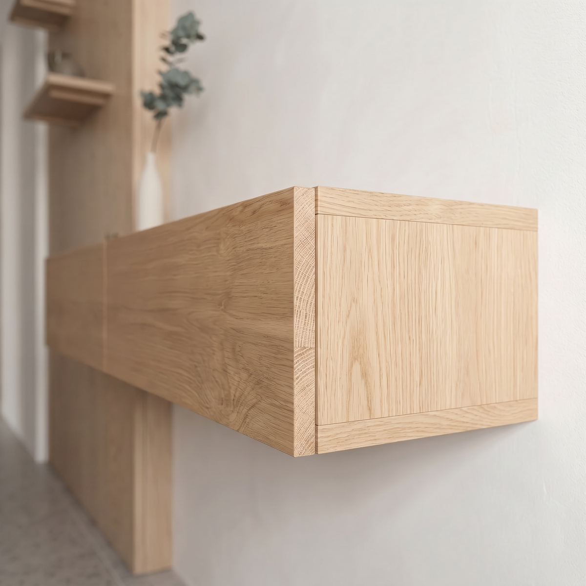 Console table Morioka — wall-mounted solid oak console table, handcrafted by FUKUI (photo 2)