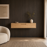 Console table Nara — wall-mounted solid oak console table, handcrafted by FUKUI