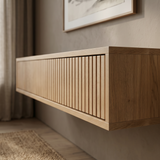 Console table Verona — wall-mounted solid oak console table with grooved front, by FUKUI (photo 3)