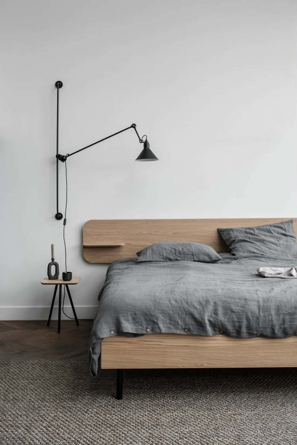 Oak Wood Wall-Mounted Headboard