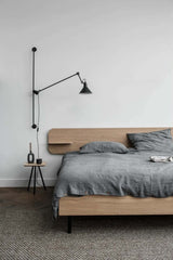 Oak wood wall-mounted headboard — solid oak, handcrafted by FUKUI