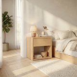 Nightstand Chiba — minimalist solid oak bedside table, handcrafted by FUKUI