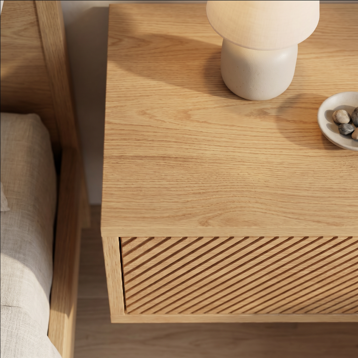 Bedside table Sakai — floating solid oak bedside shelf with drawer, by FUKUI (photo 4)