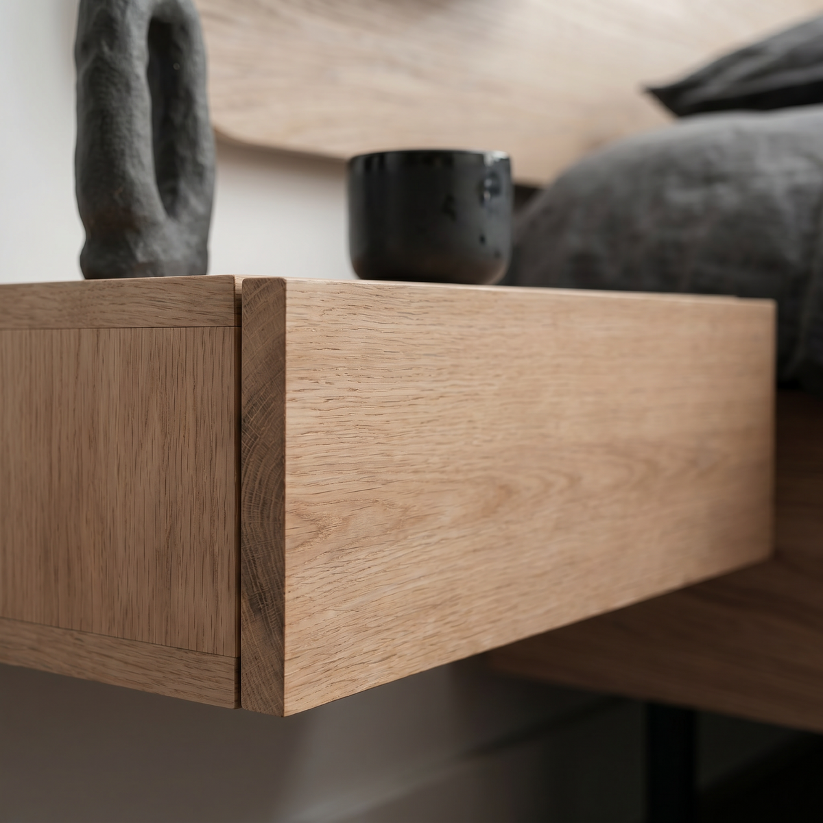 Bedside table Sendai — floating solid oak nightstand with soft-close drawer, by FUKUI (photo 4)
